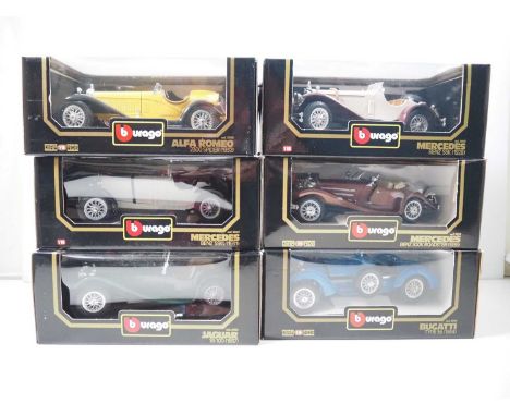 A group of BBURAGO 1:18 scale pre-war cars - VG in G boxes (6)