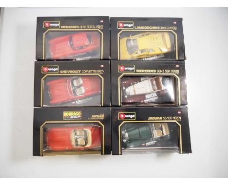 A group of BBURAGO 1:18 scale sports cars - VG in G boxes (6)