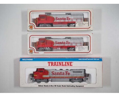 A group of American outline HO gauge boxed diesel locomotives by BACHMANN and WALTHERS in Santa Fe livery - G/VG in G boxes (