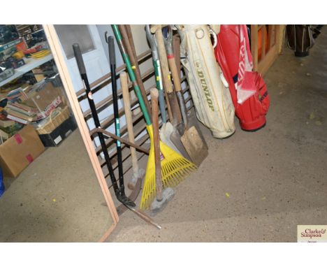 A quantity of long handled tools 