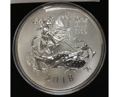 The Large 2018 10oz Fine Silver Valiant Coin, in Original Case with Certificate of Authenticity. (#)