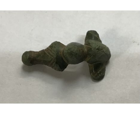 Incomplete Roman 1st&nbsp;Century bronze Fantail brooch. The spring, pin and part of the catch plate are missing. W16mm. L28m