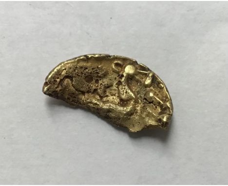 Celtic Dobunni gold Stater, cut in half, unInscribed- Horse obverse and Wheat head/Tree reverse. Approximately 2.3g, 20mm dia