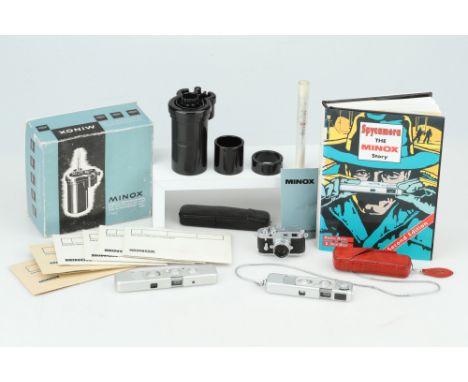 A Selection of Minox Cameras &amp; Accessories,including Minox B, Minox C, Minox Leica M3, Minix daylight developing tank and