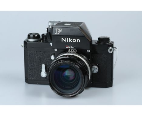 A Nikon F Photomic FTn SLR Camera,black, serial no. 6839124, with Nikon Nikkor-O.C f/2 35mm lens, body, G, shutter firing but