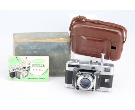 A Voigtlander Vitessa Rangefinder Camera,with Voigtlander Ultron f/2 50mm lens, body, G-VG, shutter working, lens, G, some li