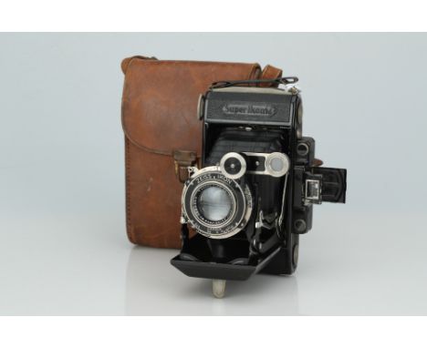 A Zeiss Ikon Super Ikonta 530/2 Medium Format Rangefinder Camera,black, body F-G, shutter stuck, with Carl Zeiss Jena Tessar 