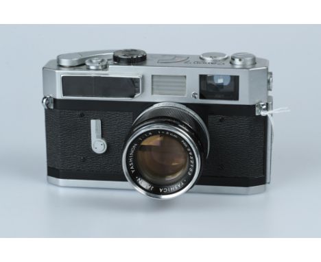 A Canon 7 Rangefinder Camera,chrome, serial no. 852536, with Yashica Yashinon f/1.8 50mm lens, body, G, shutter working, lens