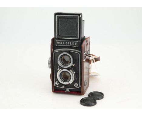 A Walzflex Medium Format TLR Camera,black, body VG-E, shutter working but slow speeds too fast, with Kominar-A 7.5cm f/3.5 le