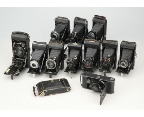 A Selection of Twelve Folding Cameras,including a Zeiss Ikon Nettar 515/2, a Kinex APO, a Nagel Triumph, a Voigtlander Landsc