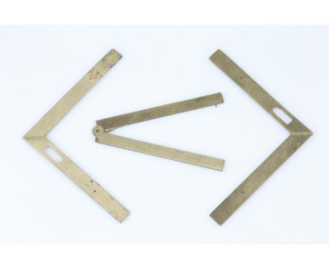 A French Sector and Two Squares,sector (compas de proportion) in brass with engraved scales for equal parts, polygons, cords,
