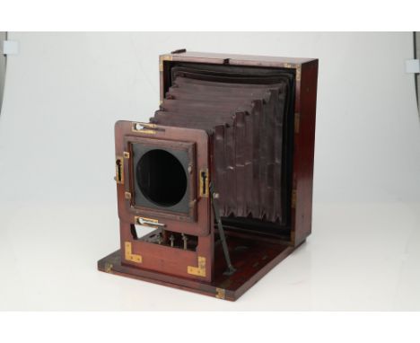 An R. W. Thomas Folding Mahogany &amp; Full Plate Brass Camera,incomplete, parts in G-VG condition,