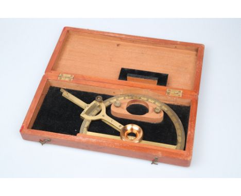 A 6â€ Brass Vernier Protractor by S&S Ltd,English, c.1910, stamped S&S with the military arrow, the heavy gauge brass protrac