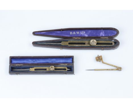 Two Cased Pairs of Proportional Dividers,English, early 20th century, in brass and steel, one pair by B &amp; W Ltd, 23cm, in