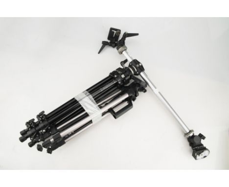 A Manfrotto 055B Tripod &amp; Boom Arm Attachment,together with a small tripod,