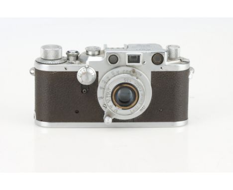 A Leica IIIc Rangefinder Camera,chrome, serial no. 436630, with Leitz Elmar f/3.5 50mm lens, chrome, serial no. 462644, body,