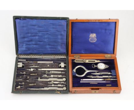 Drawing/Drafting Instruments,a part-set for Naval use, by Negretti &amp; Zambra, mahogany case with brass plaque 'F C Cadogan