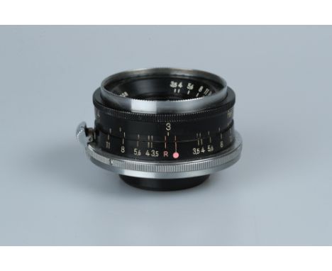 A Nikon Nippon Kogaku W-Nikkor f/3.5 35mm Lens,black, serial no. 442291, body, G, elements, G-VG, some light internal haze No