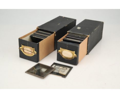 A Diverse Selection of Magic Lantern Slides,covering a range of subjects including Telegraph machines, family holidays, hand 