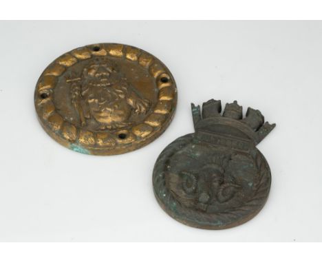 A WWII bronze ship's tompion from HMS Bermuda(pennant number 52, later C52). The Bermuda was a Crown Colony-class light cruis