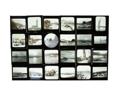 Magic Lantern Slides, A Fantastic Collection of Early Shipping / Boat / Dock Scenes,including early steamships, passengers on