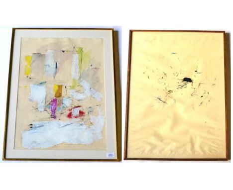 Dan Rice (1926-2003) American  Abstract Signed and dated (19)60, gouache and watercolour, 58cm by 43cm together with a furthe