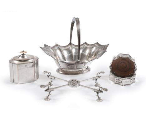 A Collection of Old Sheffield Plate and Close Plated Items, comprising an oval cake or bread basket with pierced sides and sw