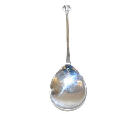 A Silver Seal Top Spoon, marked with a clover to the bowl, possibly converted from a baluster knop, with a fig shaped bowl, h