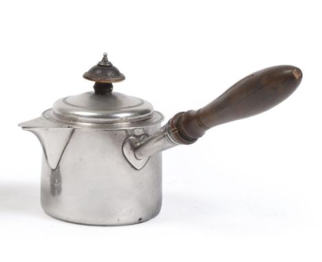 A George III Silver Brandy Pan and Cover, John Emes, London 1807, the cylindrical body with a turned wooden handle, pull-off 