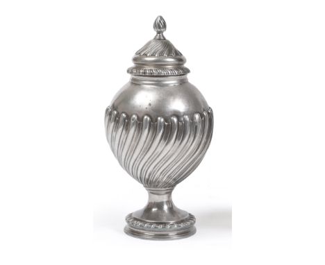 A George II Silver Tea Caddy, Emick Romer, London 1759, of typical baluster form with spiral fluting to the lower body and co