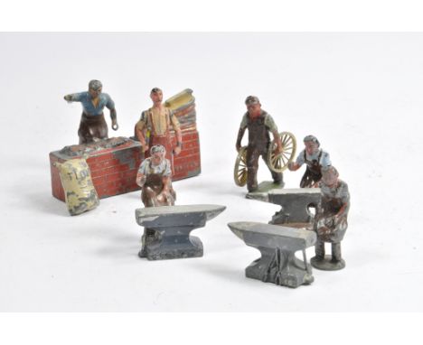 Lead Metal Civilian Figures including Blacksmith Assortment from Britains Johillco, and others. . Generally F to G (11)