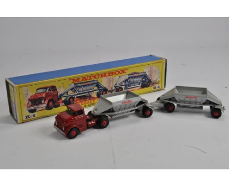 Matchbox Kingsize K4 Frehauf Tractor and Hopper Train. VG in VG Box.
