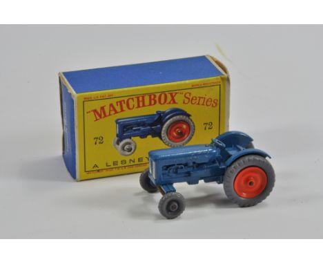Matchbox No. 72a Fordson Major Tractor. Blue with Grey and Orange Hubs, Grey Tyres. NM to M in G Box.