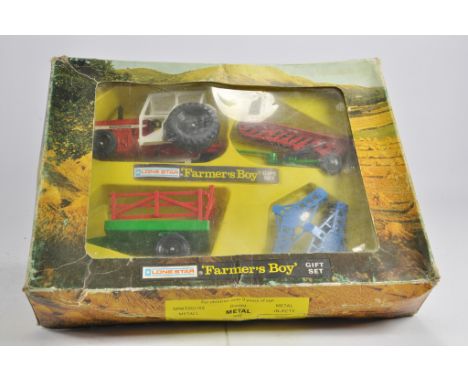 Lone Star Farmer's Boy Tractor and Implement Gift Set. Contents NM in F to G Box.