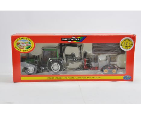 Britains 1/32 Valtra Valmet 115 Forest Tractor and Trailer Set. M in Box.