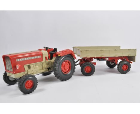 Large Scale German Made Plastic Tractor and Trailer. VG to E. 