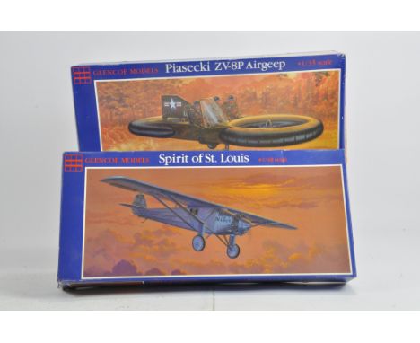 Duo of Glencoe Models Plastic Kits including Spirit of St Louis and Piasecki ZV8P Airgeep. 1/35 and 1/48 Scale. Complete. Ex 