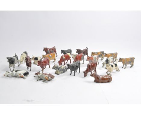 Lead Metal Animal Figures including Cows / Cattle from Britains Johillco, and others. Notable item is jumping cow. Generally 