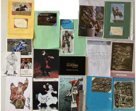 SPORTS AUTOGRAPHS - TENNIS/HORSE RACING/SPEEDWAY ETC. Approx 69 assorted signed items from a diverse selection of stars, to i