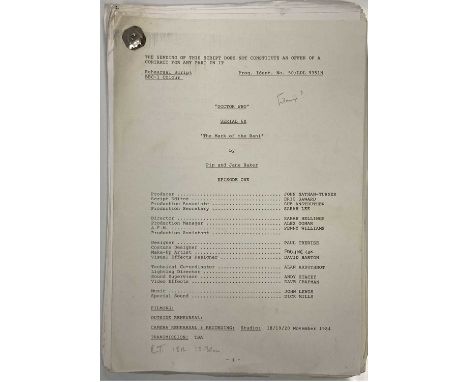 DOCTOR WHO MARK OF THE RANI PART ONE ORIGINAL SCRIPT. An original 119 page printed script for the 1985 episode titled The Mar