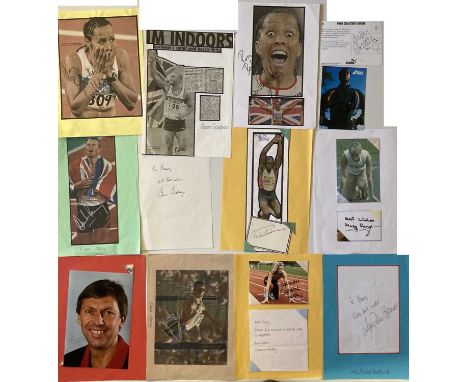 SPORTS AUTOGRAPHS - ATHLETICS STARS. Approx 75 assorted signed items from stars of track and field, to include index cards, n