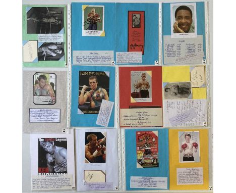 SPORTS AUTOGRAPHS - WORLD AND BRITISH BOXERS. Approx 150+ assorted signed items from stars of the boxing world, to include cu