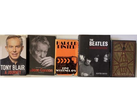 SIGNED BOOKS - BRUCE CHATWIN / TONY BLAIR. Five books, each typically with a hand signed card inserted / pasted onto first pa