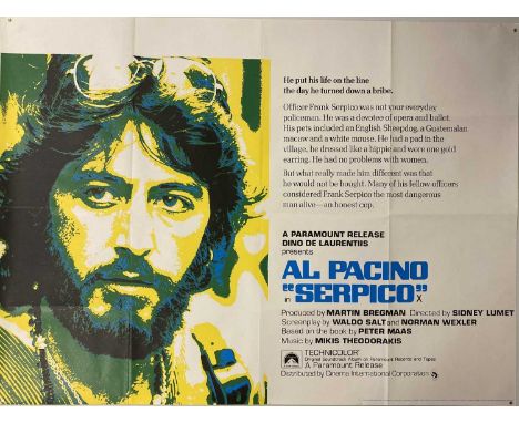 An original UK quad (30 x 40") film poster for 'Serpico' (1973). Strong VF condition.