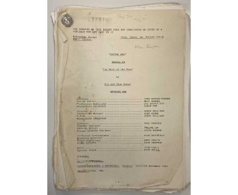 DOCTOR WHO MARK OF THE RANI PART ONE ORIGINAL SCRIPT. An original 119 page printed script for the 1985 episode titled The Mar