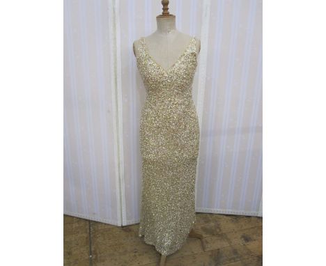 Caroline Charles full-length bias-cut sequinned evening dress, a winter Kate black silk dress with cowl neck and dropped hem 