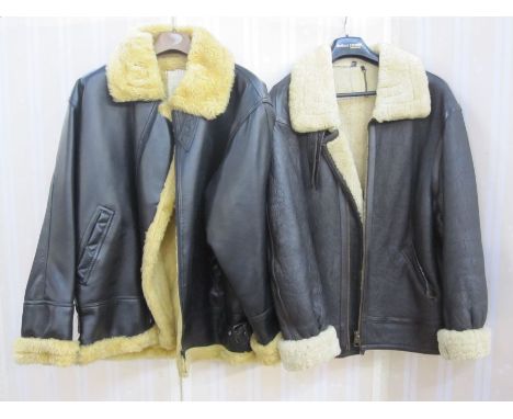 Vintage leather flying jacket labelled 'Original Shearling'  labelled XL,and a faux-leather flying jacket labelled 'Antica Bo
