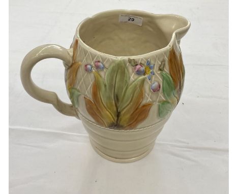 Clarice Cliff 'Autumn Leaves' pattern jug, 19.5cm high approx. 