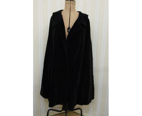 Vintage Selfridges black velvet opera cloak lined with red satin, a Laurel 1980's tartan and black velvet jacket, a black coa