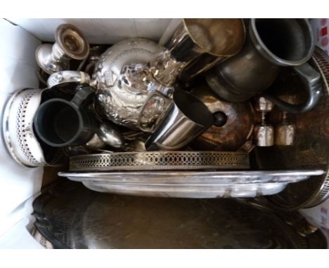 A Collection of Silver Plated Items to include a bottle stand, a teapot, various trays and other items